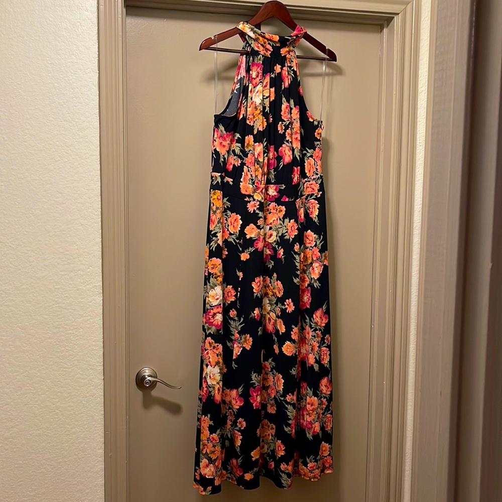 Lane Bryant Floral Tie Neck Halter Dress